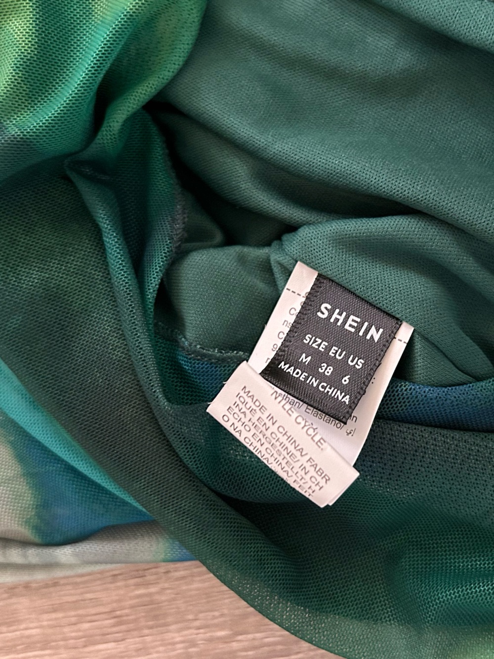 SHEIN 🌱 Green Marble Watercolor Asymmetric Slip Dress - Picture 3 of 5